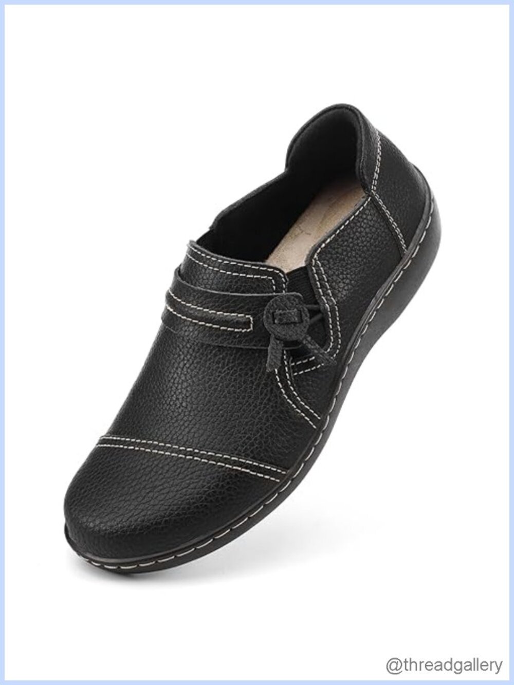 Full Grain Leather Loafers Women Comfort Slip-On Flats Memory Foam Walking Shoes